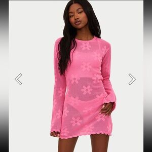 Beach Riot - Libbie Long Sleeve Cotton Cover-Up Dress - Pink Sail